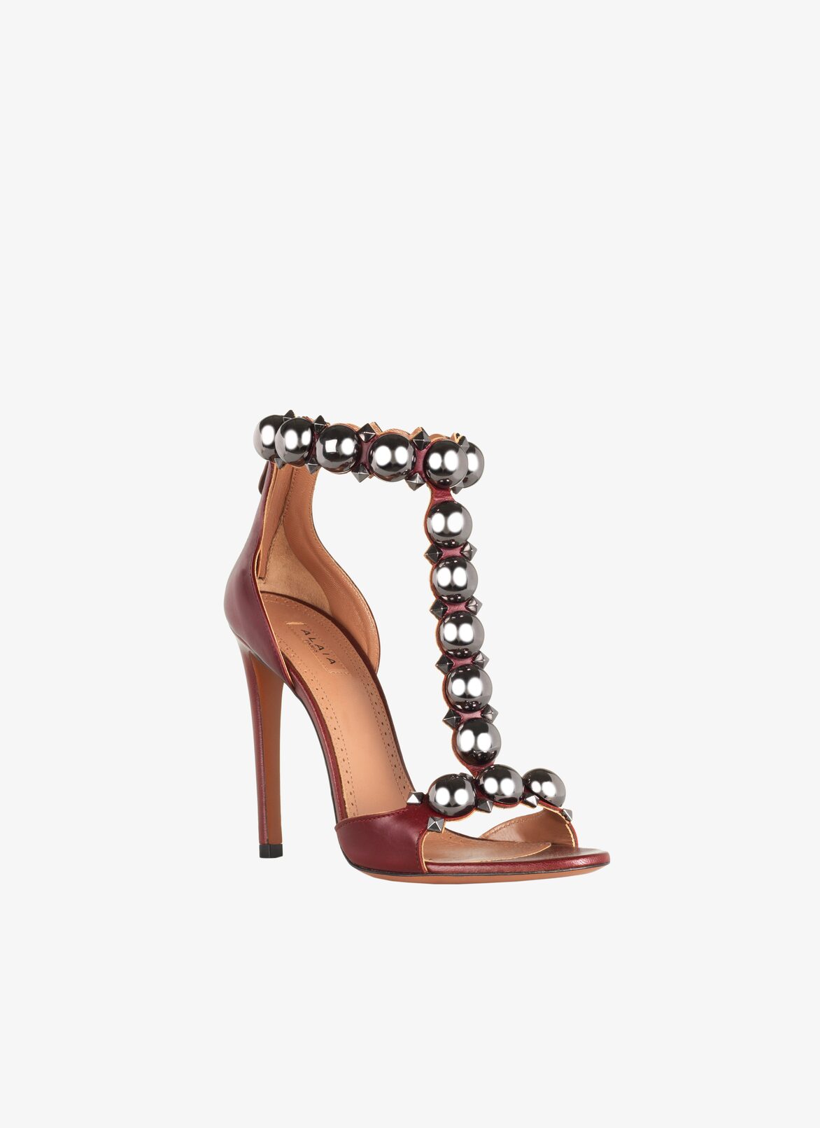 SANDALS VEAU2 BOMBE METAL BORDEAUX ALAÏA BURGUNDY  SANDALS VEAU2 BOMBE METAL BORDEAUX